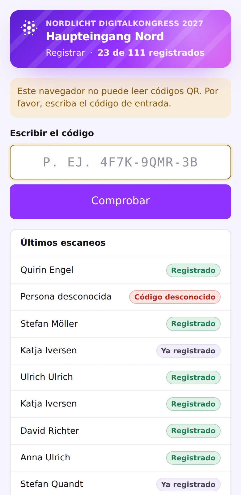 Punto de control de acceso en un teléfono móvil