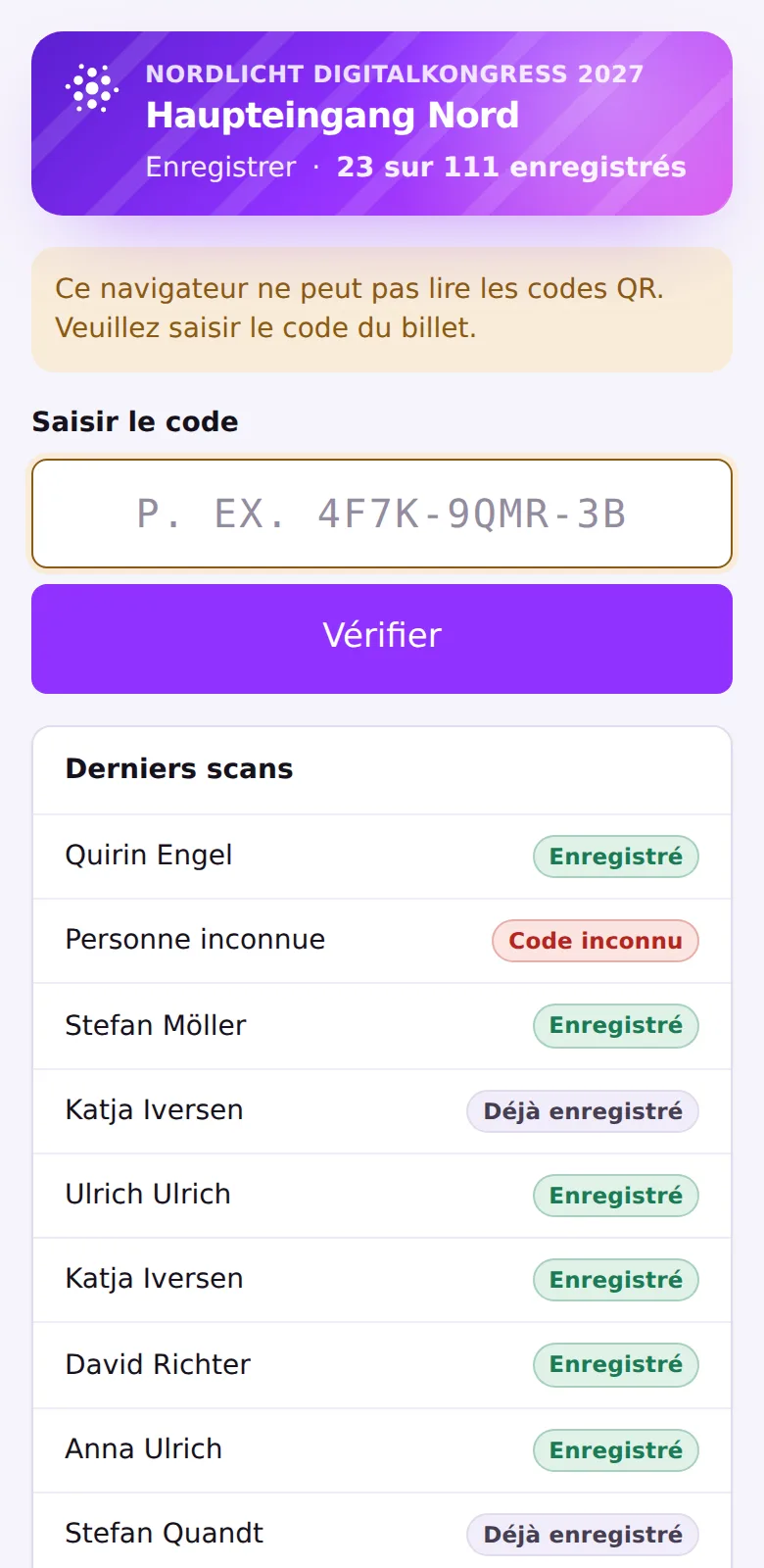 Point de contrôle d'accès sur un téléphone mobile