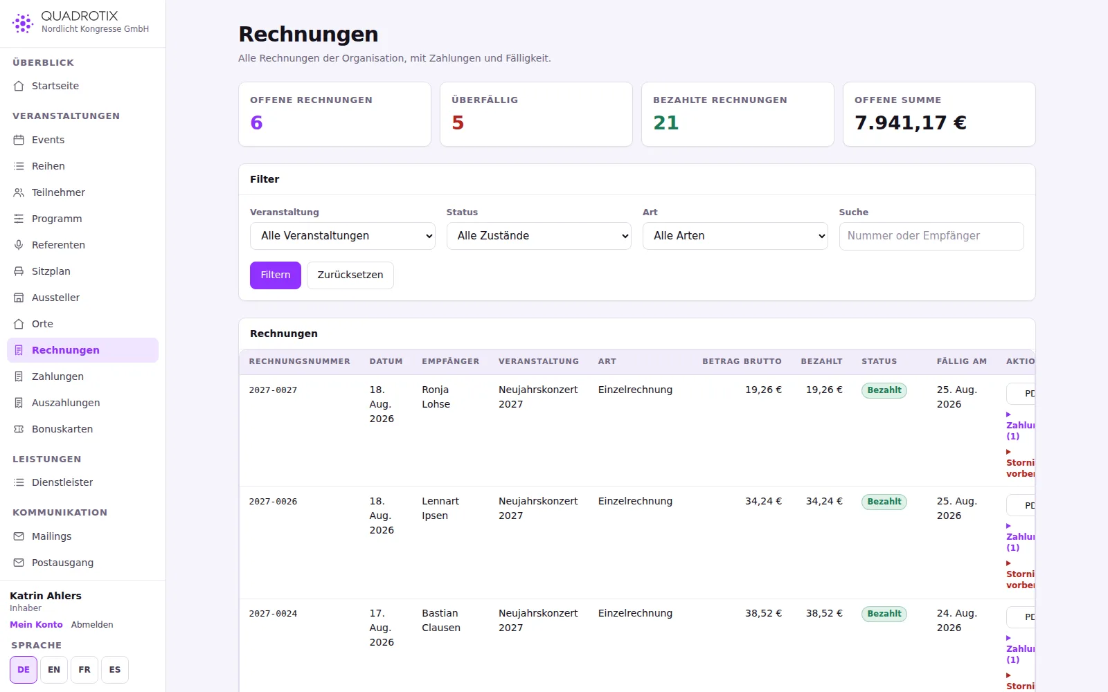 Rechnungen und Sammelrechnungen
