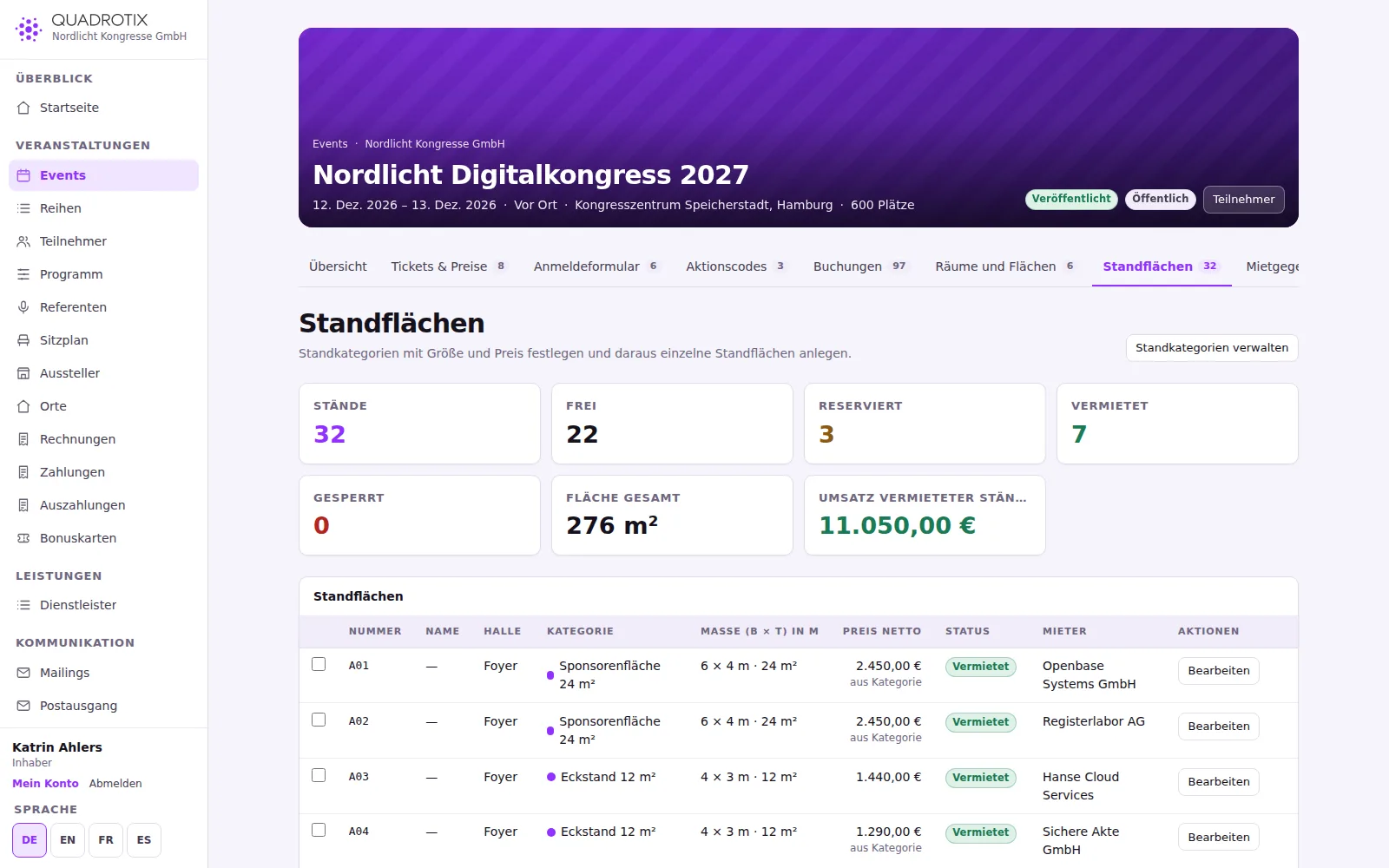 Standübersicht einer Fachausstellung